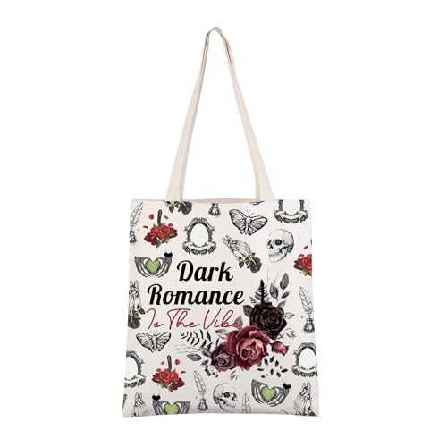 AKTAP Dark Romance Book Merch Dark Romance Is The Vibe - Bolsa de mano para lector de romance oscuro, regalos para amantes de los libros, Bolso Dark Romance, 14.56*12.59*0.19 inches.