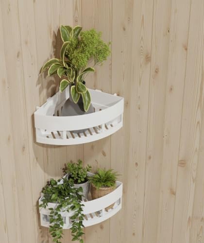 Image of DAOUTIME Corner Bathroom Shelf Wall Mounted, Self Adhesive Shower Organizer Rack, Waterproof Plastic Storage Stand for Kitchen, Wash Basin & Bathroom Accessories (White, 1 Pack)