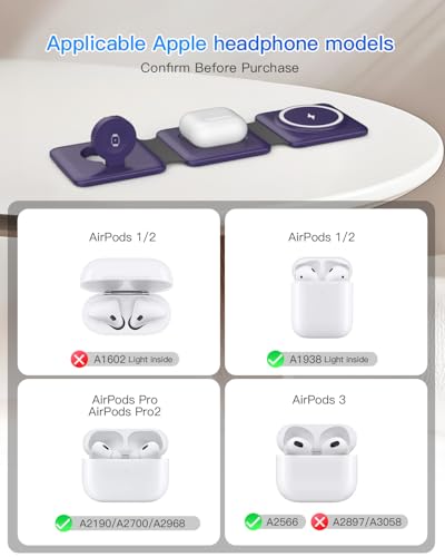 image for Iseyyox Charging Station for Mag Safe Apple - 3 in 1 Magnetic Foldable