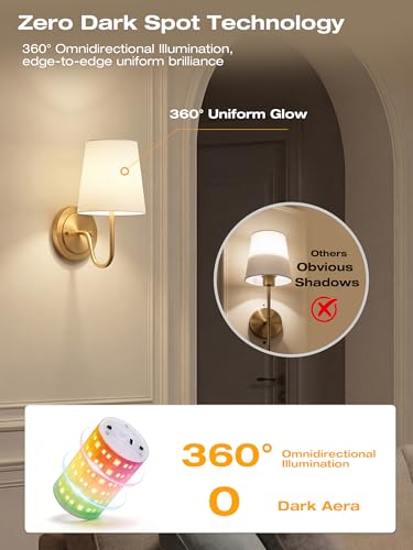 Image of CLOUDY BAY 10000mAh Battery Operated Wall Sconces,Up to 100 Hours with Rechargeable RGB Dimmable Magnetic Bulb,Cordless Wall Lighting Fixtures with Remote for Bedroom,Soft Gold,2 Pack-12inch