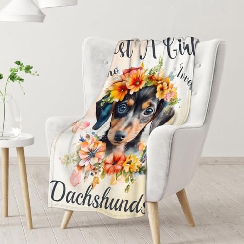 Dachshund Throw Blanket for Dachshund Lovers - 30x40 Inches Lap Size - Soft Fluffy Cozy Blankets Gift - Colorful Cute Blanket Throws for Couch, Work
