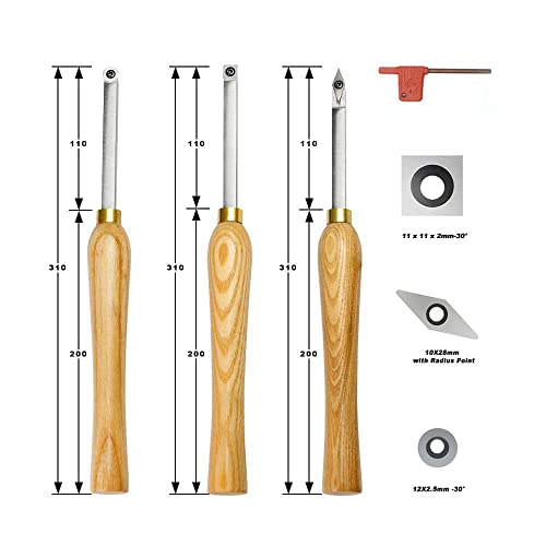 CDBP Mini Carbide Tipped Woodturning Chisels Wood Lathe Tools 3pcs Rougher Detailer Finisher Made of Stainless Steel with Woodhandle and 3pcs Matched Carbide Cutters 2 CDBP Mini Carbide Tipped Woodturning Chisels Wood Lathe Tools 3pcs Rougher Detailer Finisher Made of Stainless Steel with Woodhandle and 3pcs Matched Carbide Cutters - Image 2