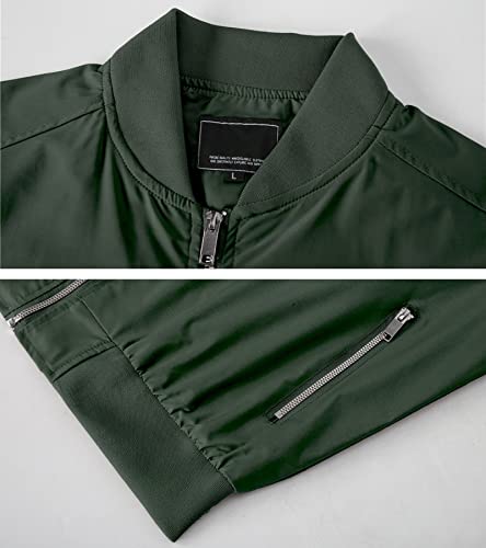 Anzerll Men's Flight Bomber Jacket Casual Lightweight Softshell Windbreaker Slim Fit Varsity Jacket Coat(Army Green Xl) #TOP2