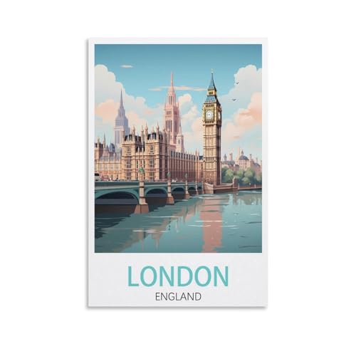 PuPLuM Poster vintage sur toile pour décoration d'intérieur : Londres, Angleterre, paysage 20 x 30 cm