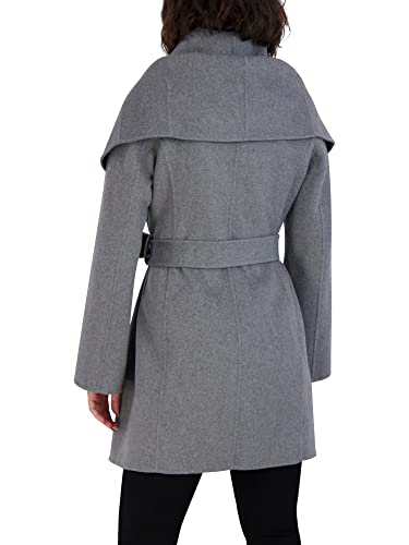 Image of TAHARI Womens Double-faced Luxury Soft Wool Blend Peacoat Removable Belt Wool Coat Oversized Collar