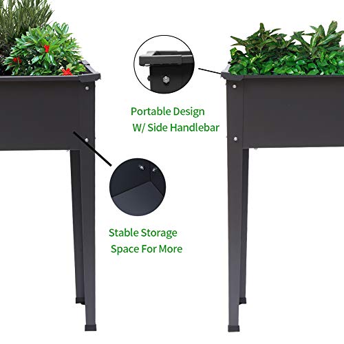 Fit Right Easy Moving Metal Raised Garden Bed for Outdoor Backyard with Wheels, Outdoor Planters 40x12x31.5in, Black (Without Wheels)