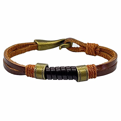 Pulsera de cuero genuino ajustable para hombre miniatura 1