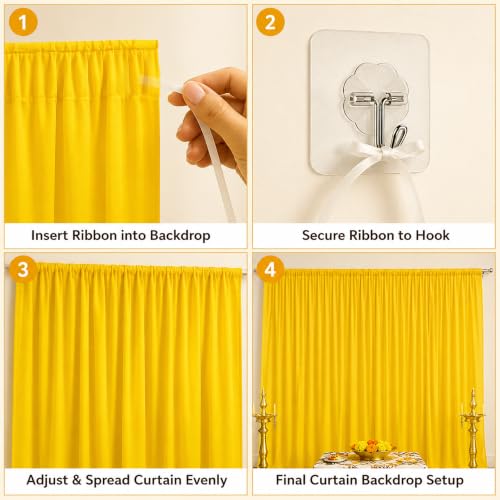 Image of SpecialYou Ganpati Decoration Setup for Home with Pink & Yellow Backdrop Cloth for Decorations Pooja, Wall Decor Items for Living Room, Varalakshmi Pooja Decoration Items- 8pcs