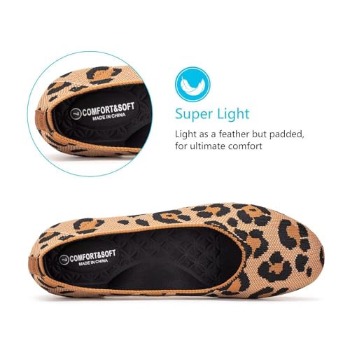 Image of Frank Mully Women's Ballet Flat Shoes Knit Dress Shoes Round Toe Slip On Ballerina Flats for Woman Low Wedge Comfort Soft