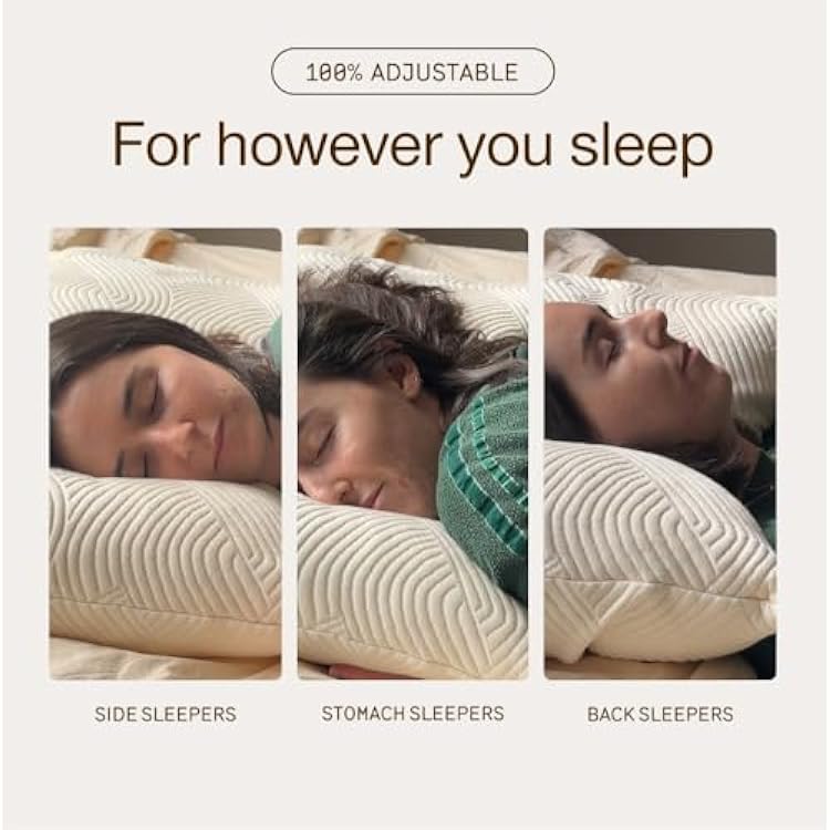 Coop Home Goods Adjustable Latex Pillow Queen, Talalay Latex & Microfiber Fill, Best Pillows for Sleeping, Ergonomic, Naturally Cooling, Eco-Friendly, Medium Firm for Back, Side & Stomach Sleepers