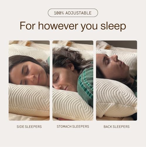 Image of Coop Home Goods Adjustable Latex Pillow King, with Talalay Latex & Microfiber Fill, Best Pillows for Sleeping, Naturally Cooling, Eco-Friendly, Medium Firm Pillow for Back, Stomach or Side Sleepers