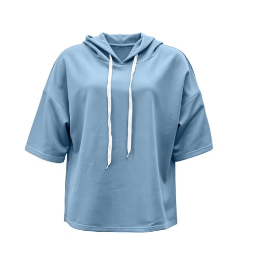 3/4 Sleeve Hoodies for Women Drop Shoulder Drawstring Hooded Sweatshirts - image 6