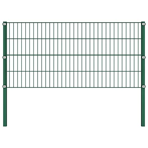 vidaXL Panneau de Clôture avec Poteaux Barrière de Clôture Barrière de Jardin Barrière de Patio Clôture de Jardin Cour Arrière Extérieur Fer