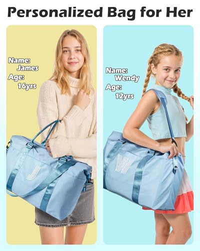 Image of Trendy Stuff for Teen Girls,Initial Duffel Bag, Cool | Kids Travel Weekender Bag, Monogram Overnight Bags, Friend Birthday Gifts, Pre Tee Girl Gift (Letter L)