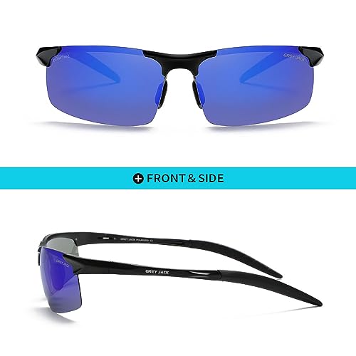 Image of grey jack Al-Mg Sports Polarized Sunglasses Classic Rectangle Half Frame Sun Glasses S8177