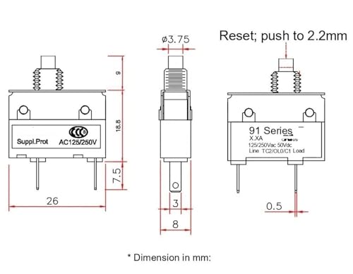 Mini disyuntor protector de sobrecarga contra cortocircuitos eléctricos automáticos 10A 6