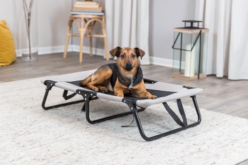 Trixie Hundeliege, Hundebett, Zusammenklappbar, 79 × 19 × 50 cm, Grau/Schwarz - 28211