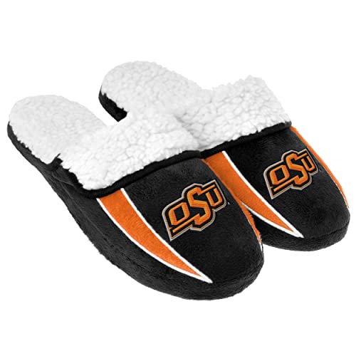 Image of FOCO mens NCAA College Team Logo Sherpa Moccasin Slippers