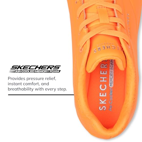 Skechers Women's Uno-Night Shades Sneaker Cooled Memory Foam, Skech-Air Midsole, Durabuck Upper, Orange, 5