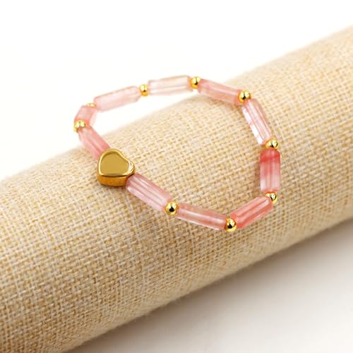 Image of Cuboid Love Elastic Bracelet, Crystal Energy Stone Anxiety Relief Yoga Jewelry for Women Male (Heart-shaped Charm Can Be Customized Name)