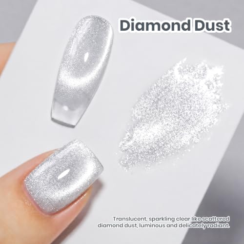 Image of Beetles Silver Cat Eye Gel Nail Polish, Diamond Dust 15ml Magnetic Gel