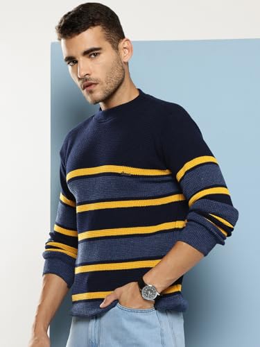 Image of Aarika Mens Winter Wear Cream Colour Solid Woolen Sweater