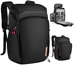 Sac à Dos K&F CONCEPT, Sacs à Caméra Étanches de Grande Capacité 25L | Sac à Caméra avec Compartiment pour Ordinateur Portable de 15,6" Compatible avec Canon/Nikon/Sony/DJI Drone Sac à Dos de Voyage, Noir-Rouge