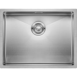 Fregadero de Cocina XL Mizzo Linea 55-40 | 1 Seno | Acero Inoxidable 304 | Mueble de 60cm | Montaje Bajo Sobre Encimera o al Ras | Ángulos internos redondeados (Radio 10mm) | Grosor Acero 1.2mm