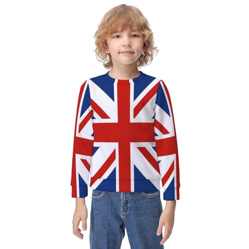 Union Jack FlagChildren's Casual Pullover Sweatshirt Loose Fit8-10Y