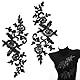 GORGECRAFT 3D-Pailletten-Perlen Bestickte Spitzenapplikation Blumen Blätter Zum Aufnähen Besatzflicken Glitzerperlen Blumenkragen Stoffbastel-Dekoration Flicken Zum Nähen von Kleiderhosen Schwarz
