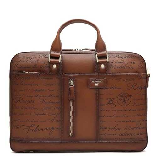 Image of Da Milano Leather Laptop Bag for Men & for Women - Fits Upto 15 inch - Brown (10153)