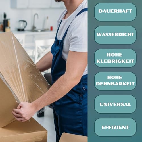 RAGO® Stretchfolie Set Mini Rollen I Transparent folie für möbel Stretch Folie Palettenfolie Handfolie Wickelfolie (‎1x Transparent 0,43kg - inkl. Handsprender)
