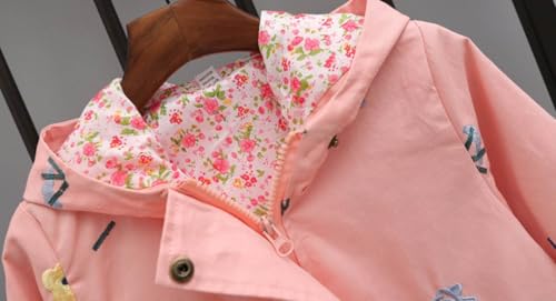 Girl's Hooded Jackets Lightweight Embroidery Printed Trench Coat Windbreaker for Girls2