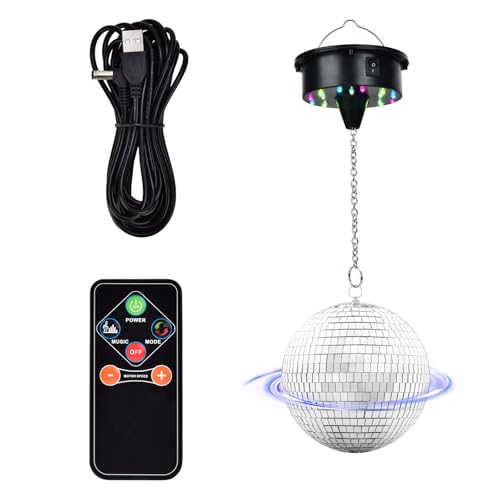 Rotating 6' Disco Ball with Motor with Lights and Remote,6-12RPM Adjustable Spend for Hanging 8 to...