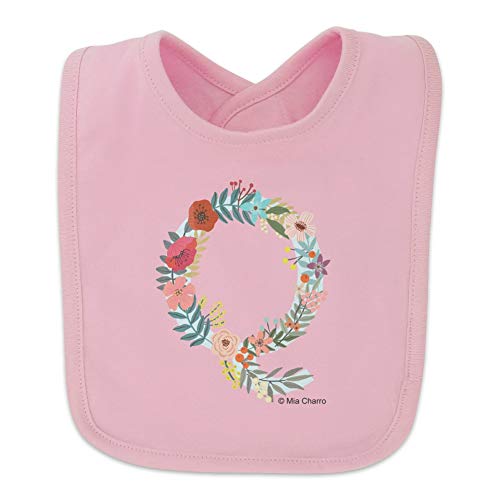 Letter Q Floral Monogram Initial Baby Bib