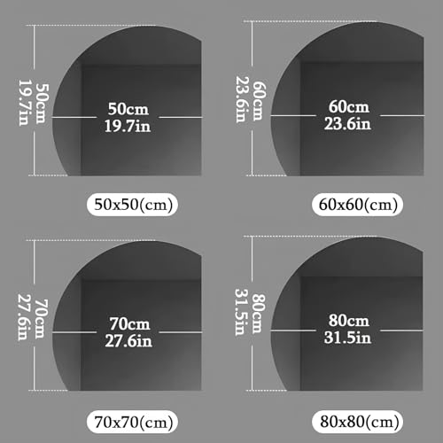 Image of Half Moon LED Wall Mirror, Modern Anti-Fog Bathroom Mirror with Lights, Frameless, 3 Colors Dimmable Makeup Vanity Mirrors with Touch(Right Cut,80cm /31.5in)