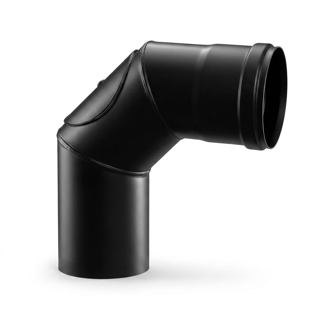 MAKA Curva 90 Gradi Ispezione Canna Fumaria Pellet Nero Ø 80 mm