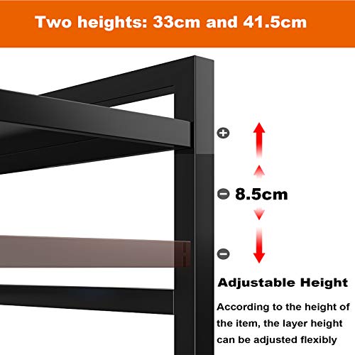 Uitschuifbare Magnetron Oven Rack 2-Tier, Keukenrek Stand Oven Organizer Unit-Printer Plank Faxrek Zwart 45-65cmx36cmx46… - Image 5