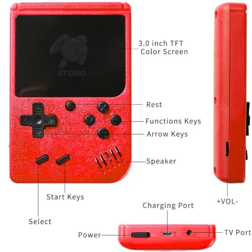 Image of Storio Rechargeable Pocket Video Game for Kids 400 in 1 Retro Game Box Console Handheld Game Box with TV Output, Multicolour