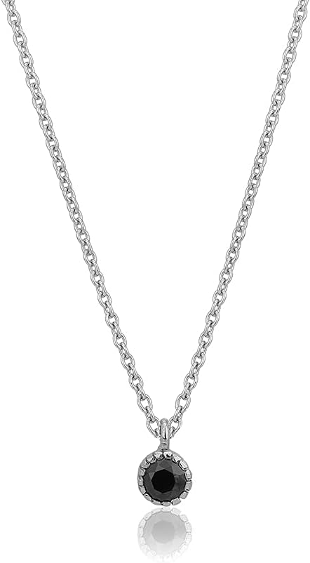 Vanbelle Sterling Silver Jewelry - Rhodium Plated with 925 Stamp - Tiny Round Pendant Necklace with Cubic Zirconia stone - Elegant Handcrafted Necklace for Women - 16" Long + 2" Extender - Image 2