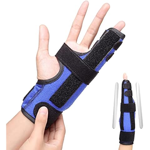 Finger Splint for Fix the Pinky & Ring Fingers, Boxer Fracture Fingers Brace, 2 side Aluminum Brackets Adjustable Immobilizer for Arthritis Mallet Dislocated Trigger Finger, for Left & Right Hand - L Cover