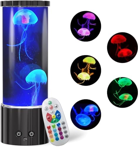 Jellyfish Lamp, LED Jellyfish Tank Table Lamp with Remote Control,17 Color Changing Dimmable Aquarium Night Light for Home Decor & Christmas Birthday Gifts