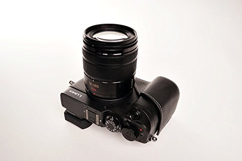 Handmade Genuine Real Leather Half Camera Case Bag Cover For Panasonic Gx8 Black Color #TOP6