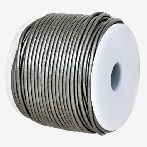 GENIQUE Real/Genuine Round Leather String Cord for Necklace Bracelets, Jewelry, Kumihimo Braiding