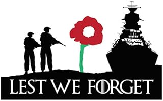 premiumstickers Lest We Forget Navy Symbol, Remembrance Day Sticker, Poppy Flower Decal, Car, Window, Fridge, Laptop Sticker (Large - 20x12cm)