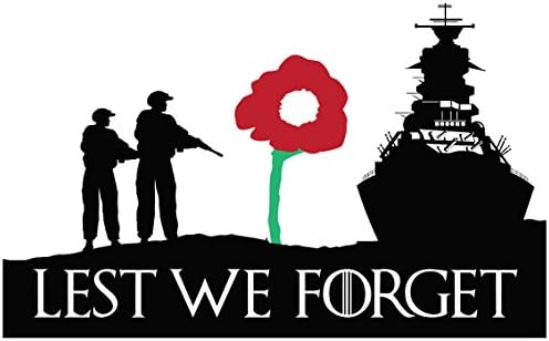 premiumstickers Lest We Forget Navy Symbol, Remembrance Day Sticker, Poppy Flower Decal, Car, Window, Fridge, Laptop Sticker (Large - 20x12cm)