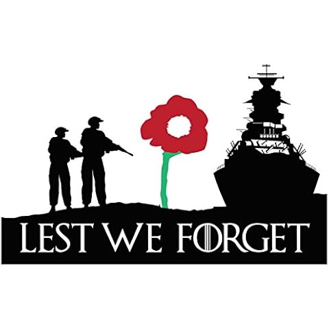 premiumstickers Lest We Forget Navy Symbol, Remembrance Day Sticker, Poppy Flower Decal, Car, Window, Fridge, Laptop Sticker (Large - 20x12cm) Cover