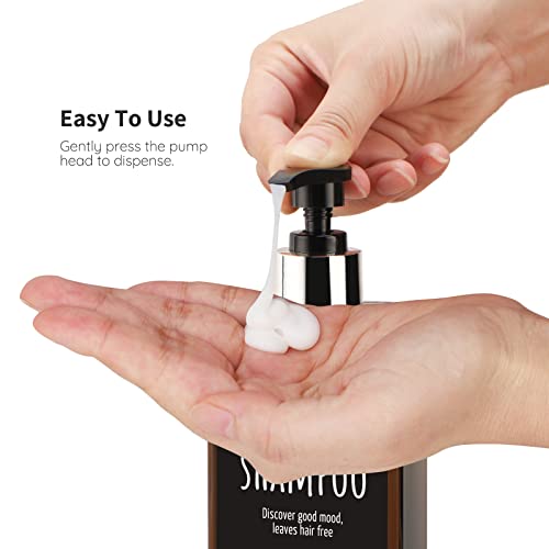 Image of Segbeauty 3pcs 13.5oz Empty Refillable Pump Bottle Dispenser with Labels, 400ml Plastic Shower Bottles for Lotion Body Soap Shampoo Conditioner Gel Hotel Bathroom Brown