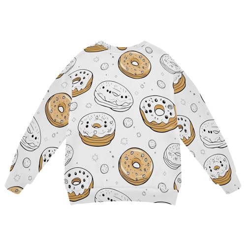 JUNZAN Cute Cartoon Donuts White Little Kids Hooded Sweatshirt Long Sleeve Hoodie for Boys Sports 4T2