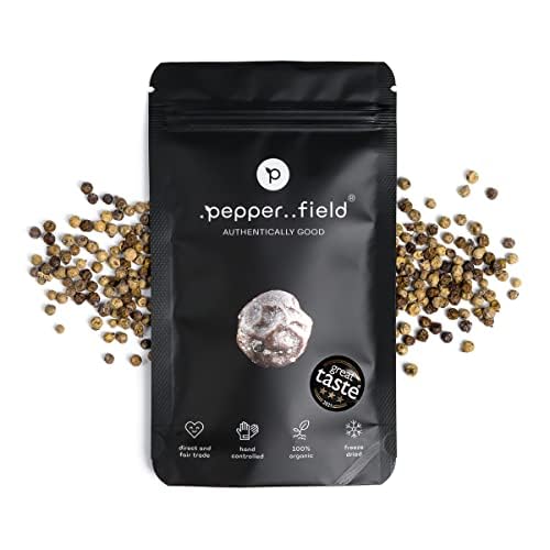 Pimienta de Kampot, pimienta liofilizada, 50 g - Granos de pimienta - 100% pimienta liofilizada real de Kampot, Camboya IGP. - Pimienta entera - Pimienta para molinillo y molinillo de pimienta para m